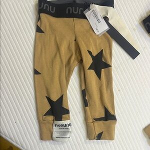 Nununu Tan Leggings with Black Stars BNWT